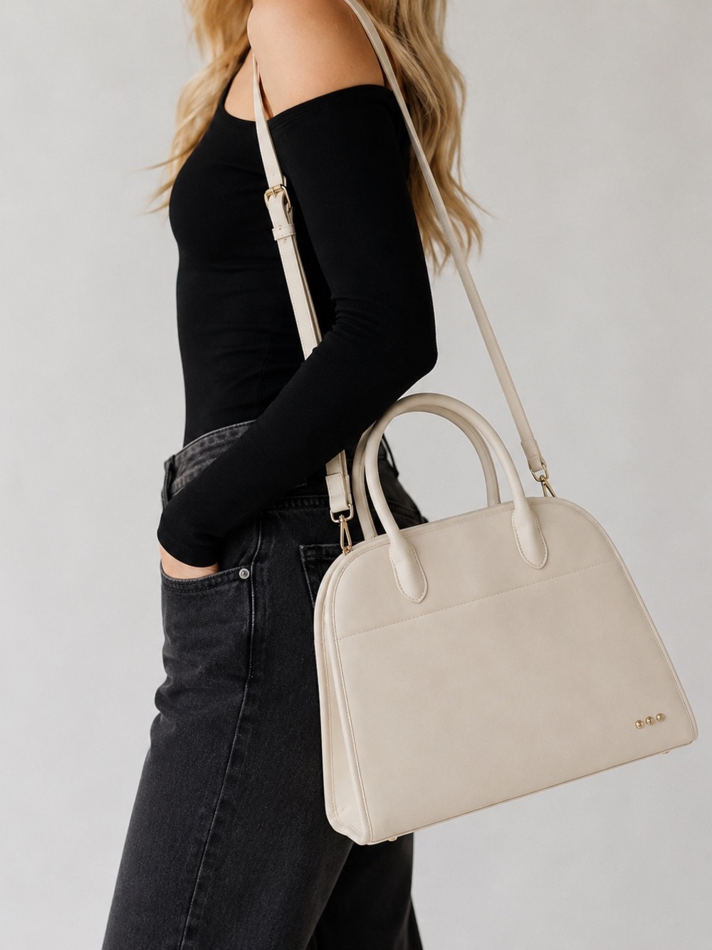 Pretty Simple Nirvana Nubuck Tote Bag Crossbody Vegan Nubuck Leather Oat Quality